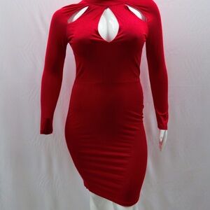 Hourglass Red Dress W/Cutout Design